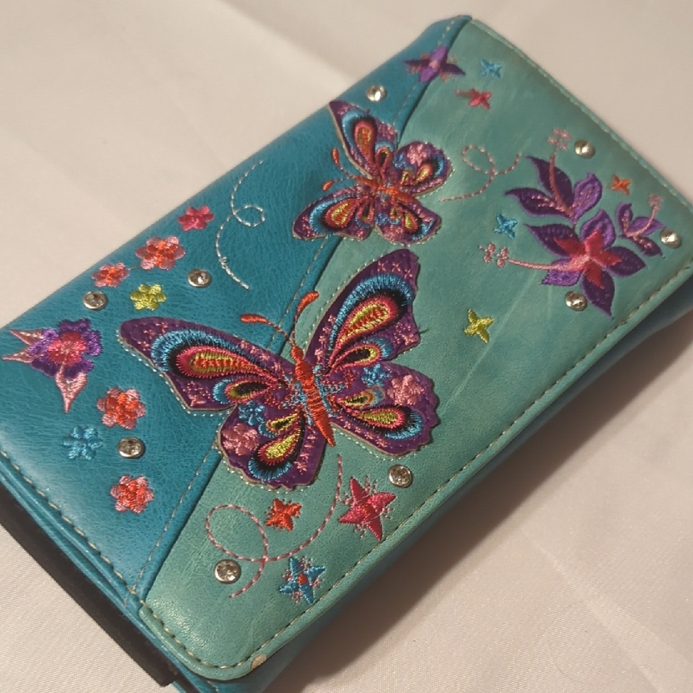 Colorful Butterfly Embroidered Wallet